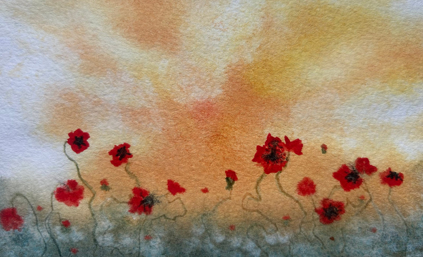 Poppy Fields - KL Rockwell Original Watercolor