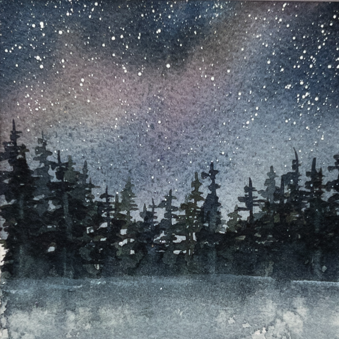 Aurora Pines – Original Watercolor by K.L. Rockwell (Matted 10" x 8")