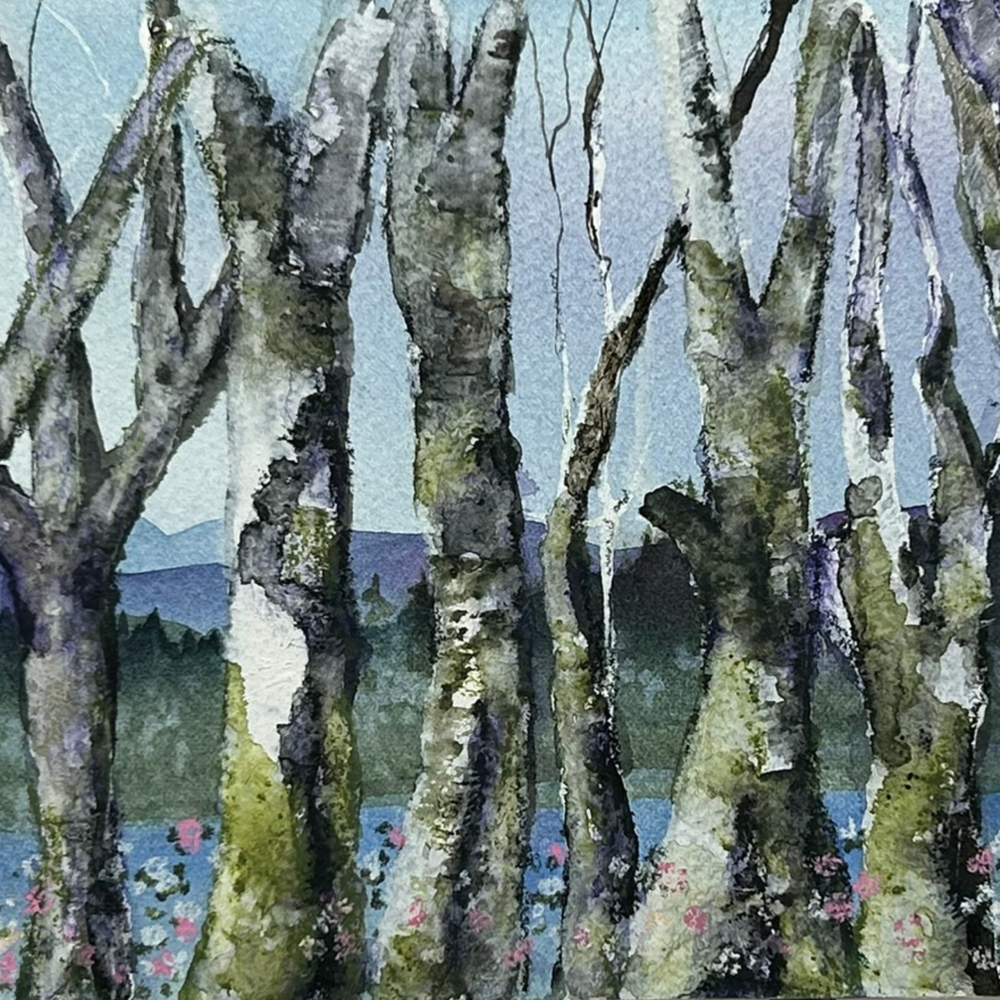 Old-Growth Birch – Original 6x12 Watercolor by K.L. Rockwell (Painted on Art Board, Ready to Hang)