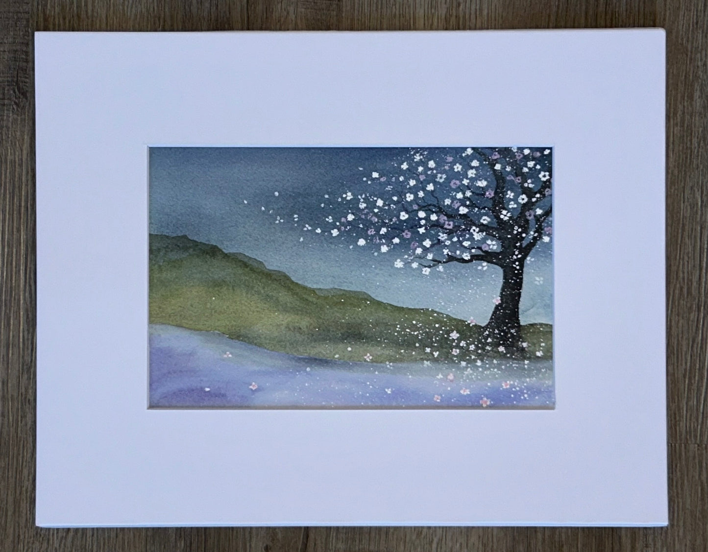 Falling Blossoms On Water – Original 11x14” Watercolor by K.L. Rockwell (Matted & Ready to Frame)