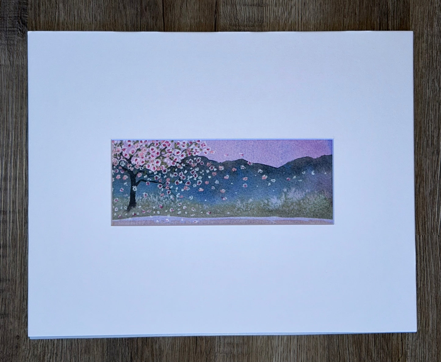 Falling Pink Blossoms – Original 11x14” Watercolor by K.L. Rockwell (Matted & Ready to Frame)