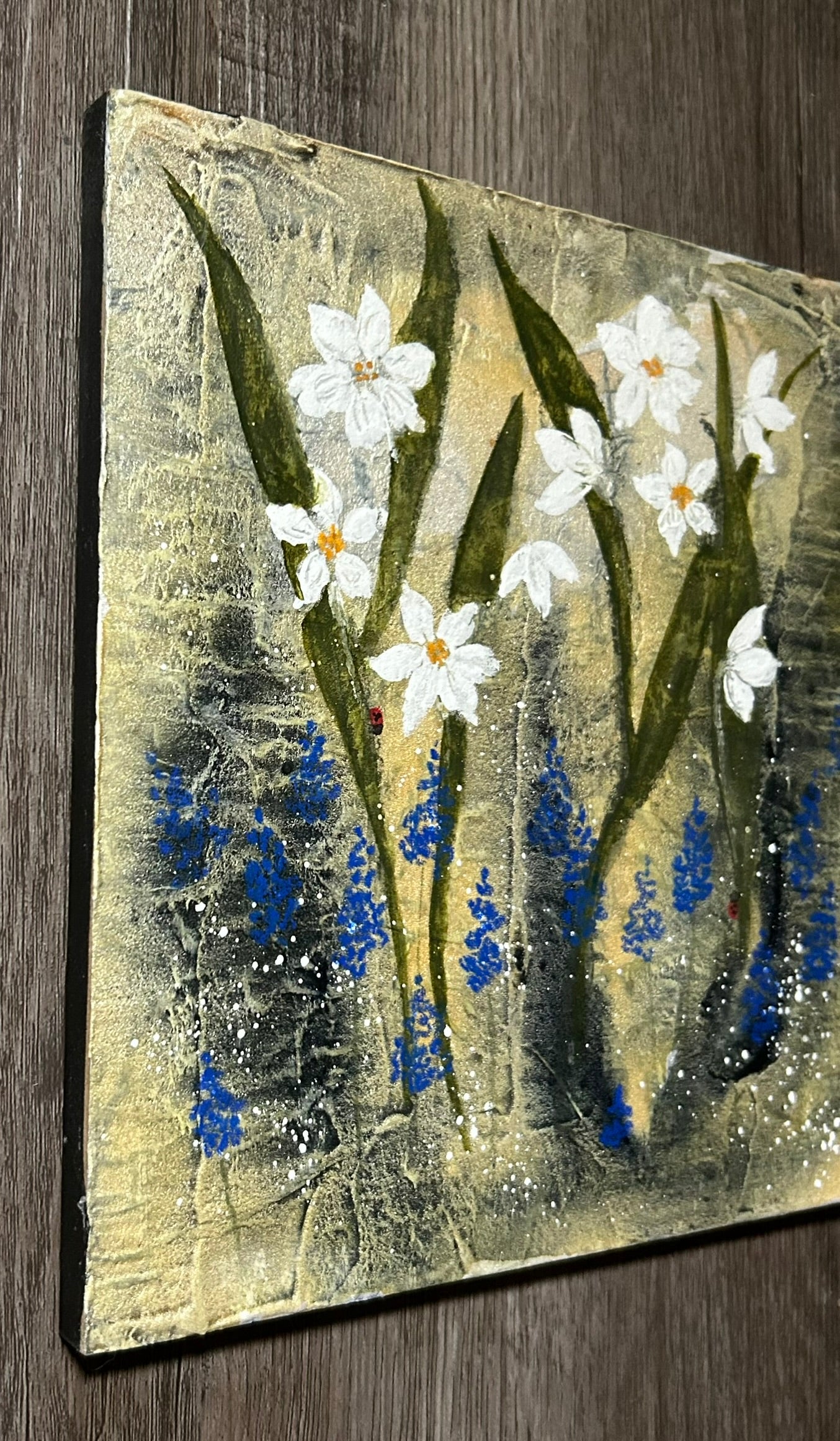 Paperwhites & Ladybugs III - Original Watercolor Painting On Art Board