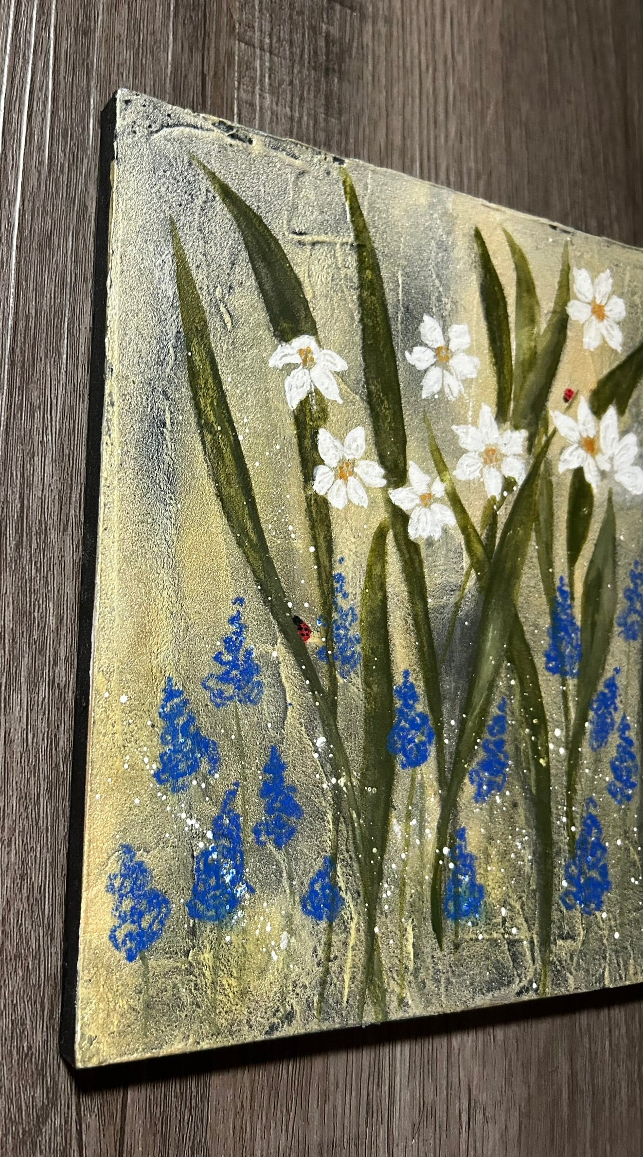 Paperwhites & Ladybugs II - Original Watercolor Painting On Art Board