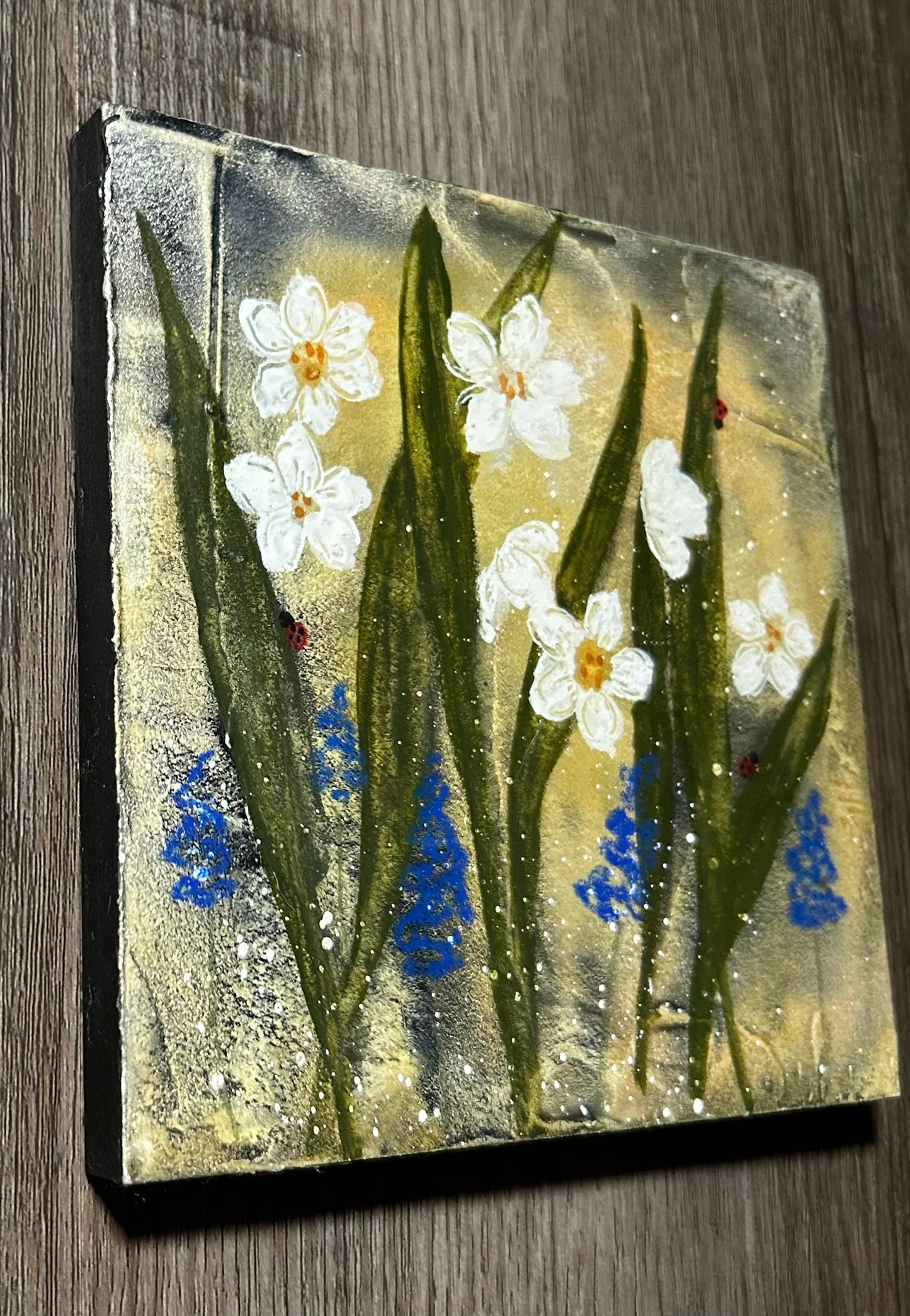 Paperwhites & Ladybugs IV - Original Watercolor Painting On Art Board