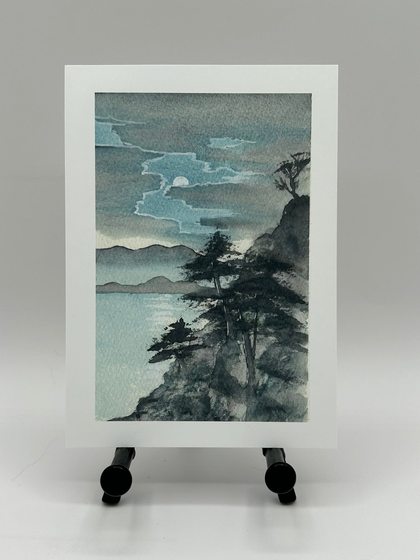 Moonrise Over the Cliffs – Limited Edition Fine Art Print by K.L. Rockwell (Matted 8" x 6" or Unmatted 7" x 5")
