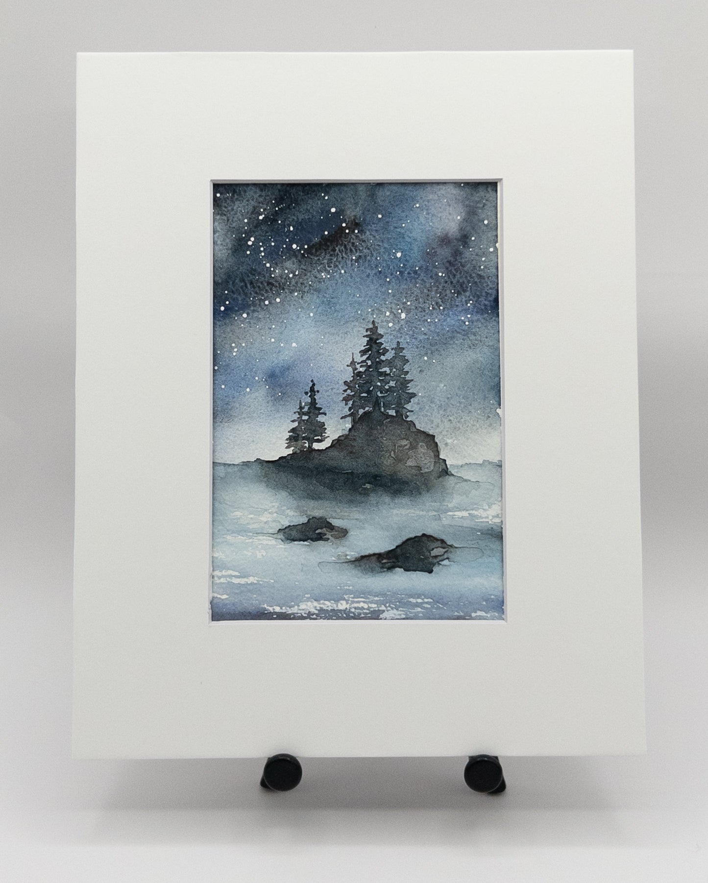 Star Mist Island – Original Watercolor by K.L. Rockwell (Matted 10" x 8")