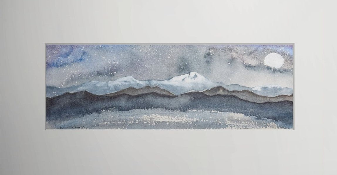 Pacific Moonscape - Original Watercolor by K.L. Rockwell (Matted 8" x 10")