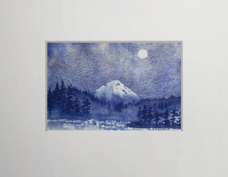 Mt. Hood In Blue - Original Watercolor by K. L. Rockwell