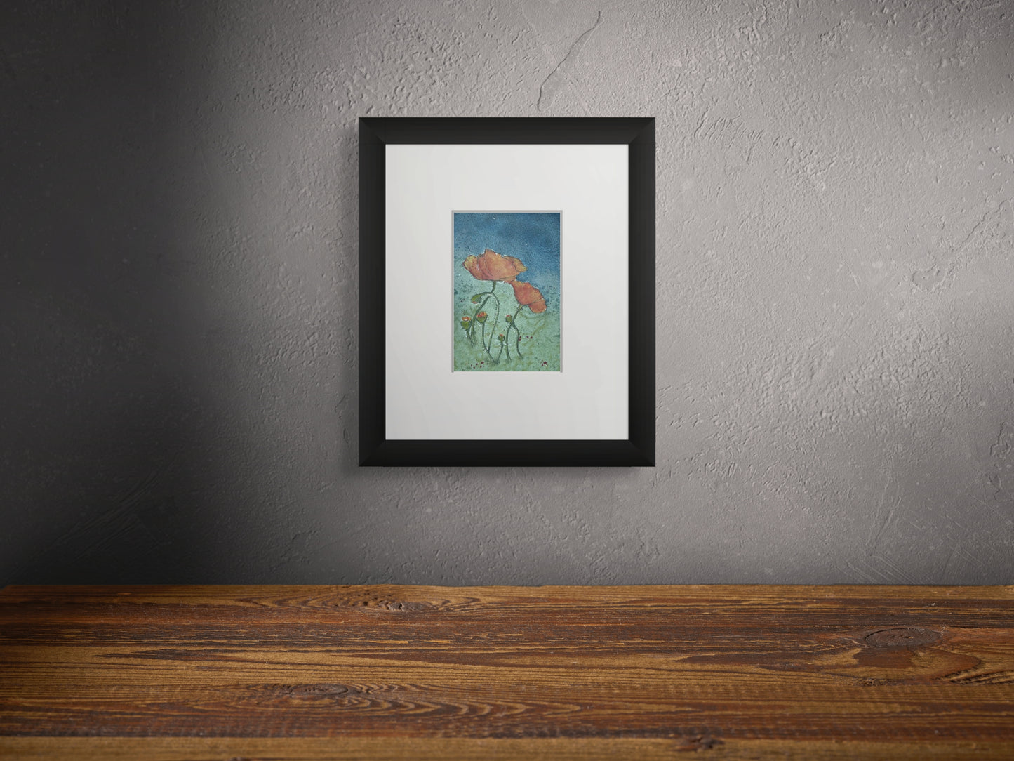 Poppies - Original Watercolor by K.L. Rockwell (Matted 10" x 8")