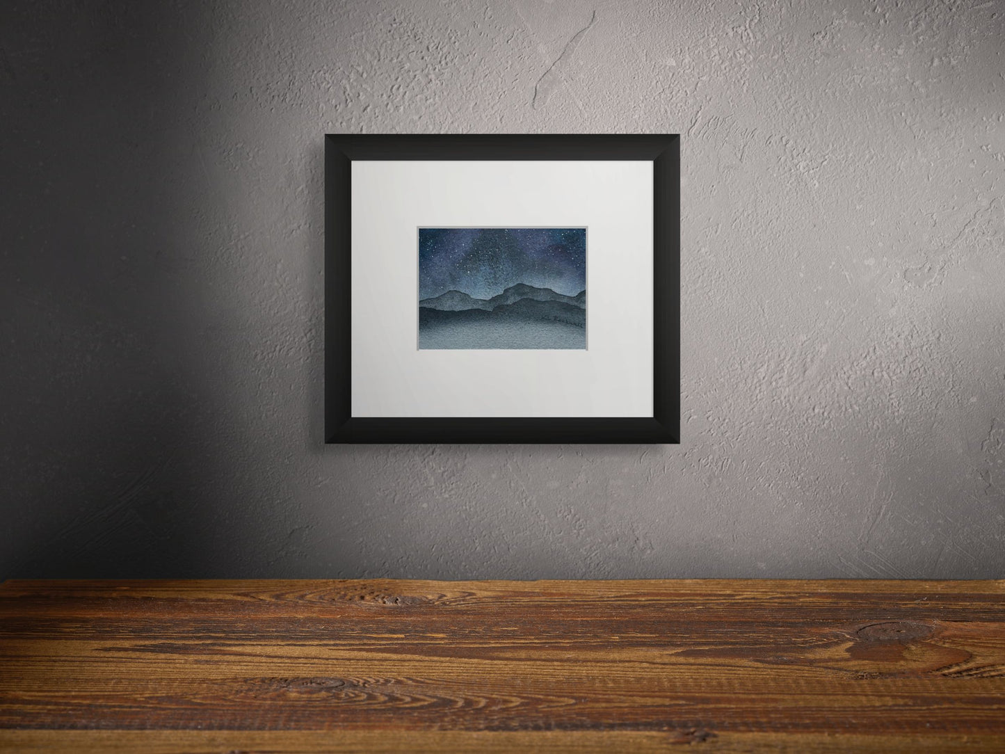 The Coastal Range At Night: Original Watercolor by K.L. Rockwell (Matted 5" x 7")