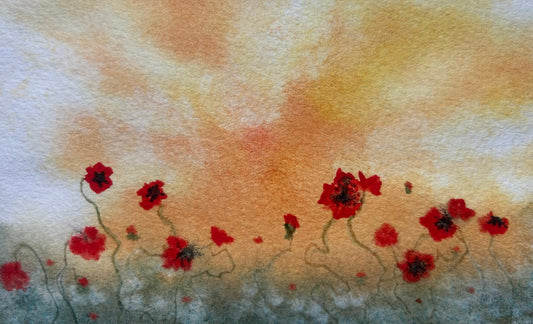 Poppy Fields - KL Rockwell Original Watercolor