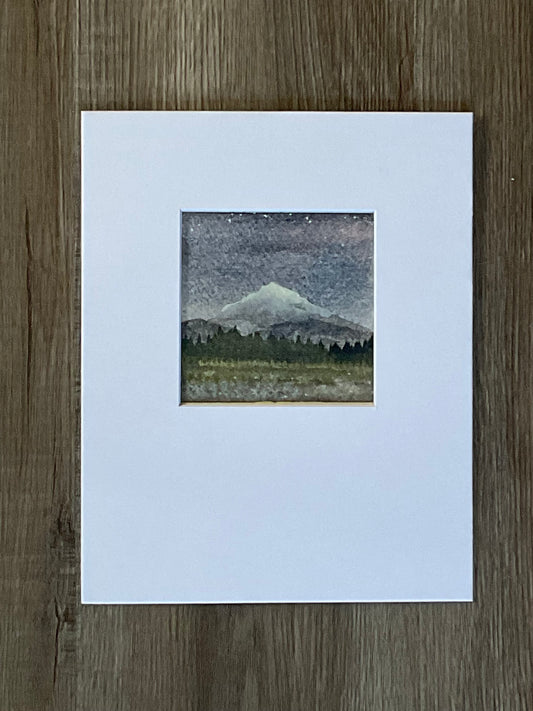 "Mt. Hood At Night" - Original Watercolor Painting