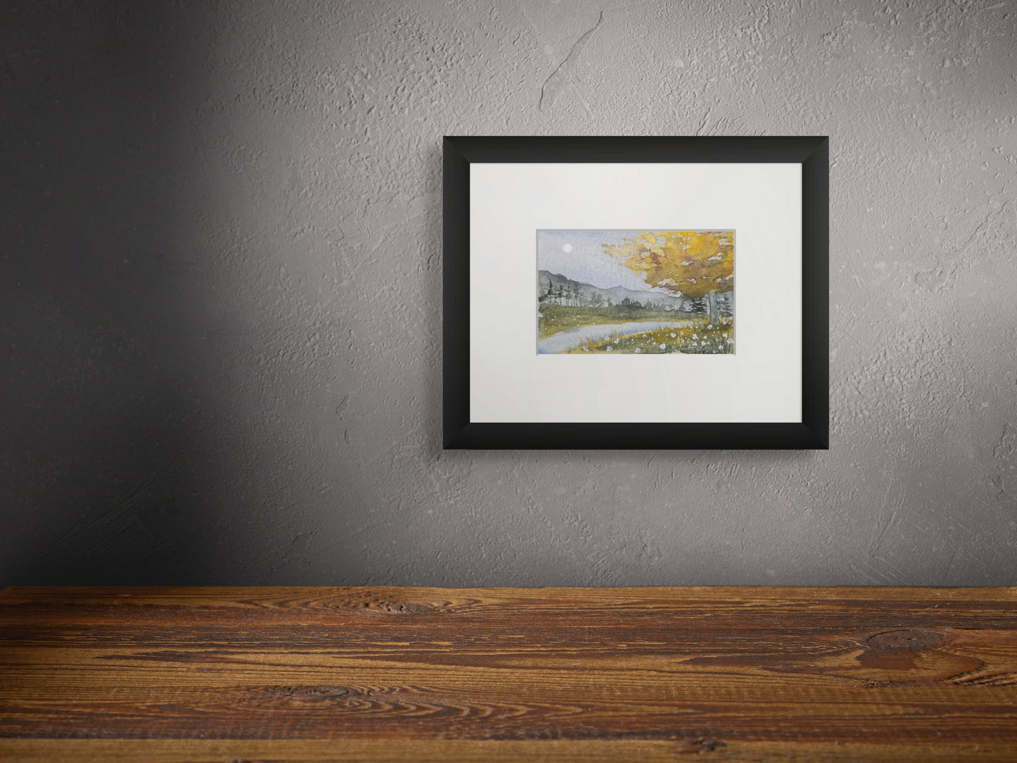 Autumn Riverlight – Original Watercolor by K.L. Rockwell (Matted 9x12)