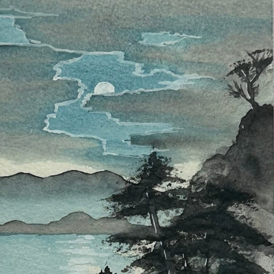 Moonrise Over the Cliffs – Limited Edition Fine Art Print by K.L. Rockwell (Matted 8" x 6" or Unmatted 7" x 5")