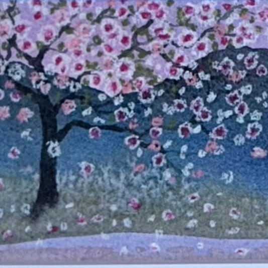 Falling Pink Blossoms – Original 11x14” Watercolor by K.L. Rockwell (Matted & Ready to Frame)
