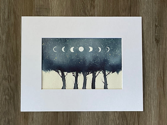 "Moon Phases I" - Original Watercolor Painting