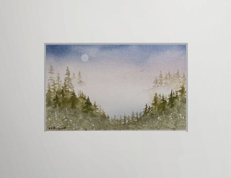 Gulls Over Cove - Original Watercolor by K.L. Rockwell (Matted 8" x 10")