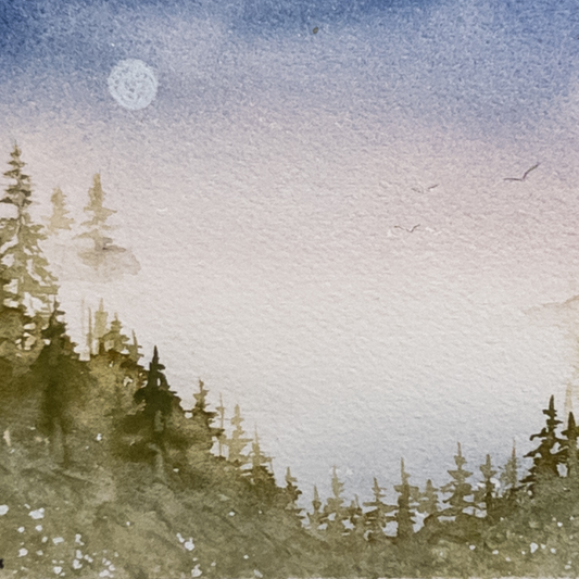 Gulls Over Cove - Original Watercolor by K.L. Rockwell (Matted 8" x 10")