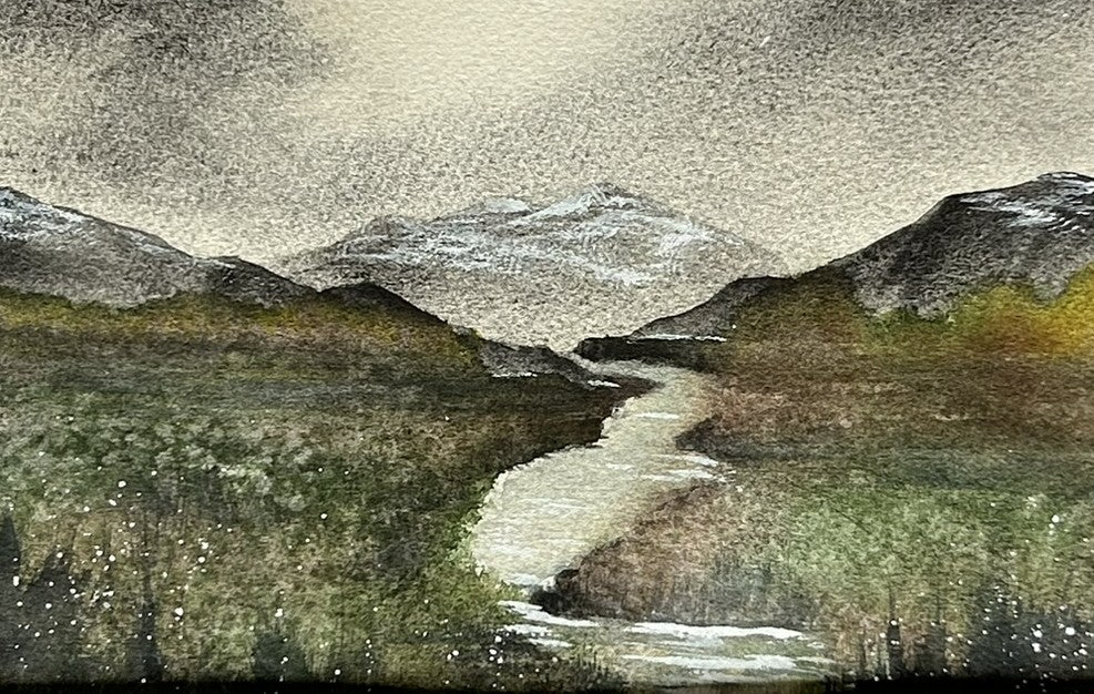 High-Meadow Creek – Original 9x12” Watercolor by K.L. Rockwell (Matted & Ready to Frame)