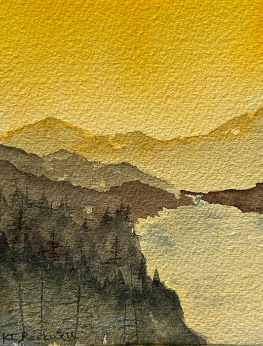 Golden Hush: Original Watercolor by K.L. Rockwell (Matted 10" x 8")