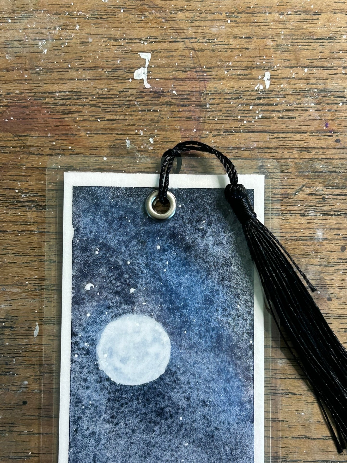 Agate Beach Moonrise — Original Hand-Painted Watercolor Bookmark by K.L. Rockwell (2.5" x 8")