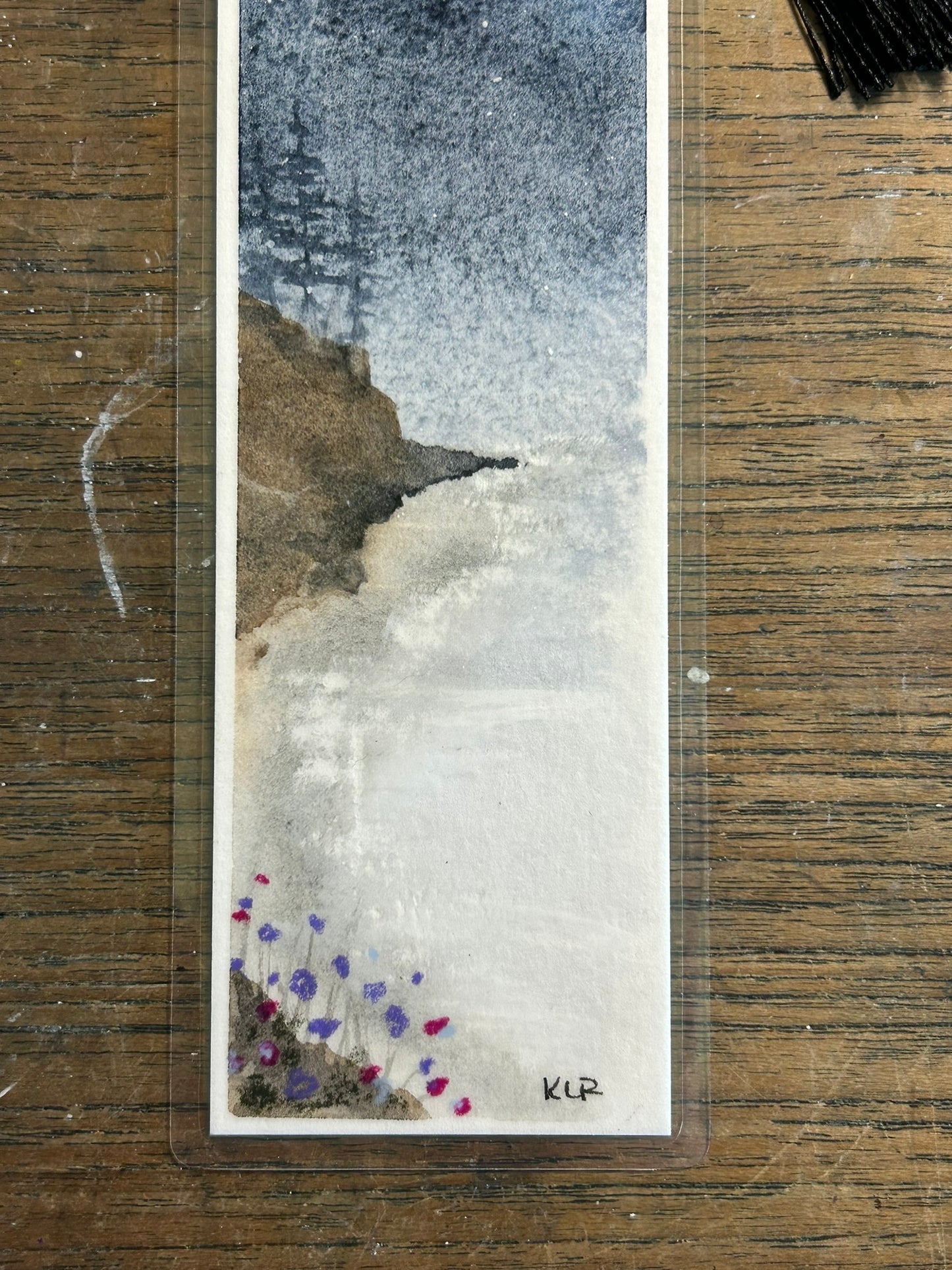 Agate Beach Moonrise — Original Hand-Painted Watercolor Bookmark by K.L. Rockwell (2.5" x 8")
