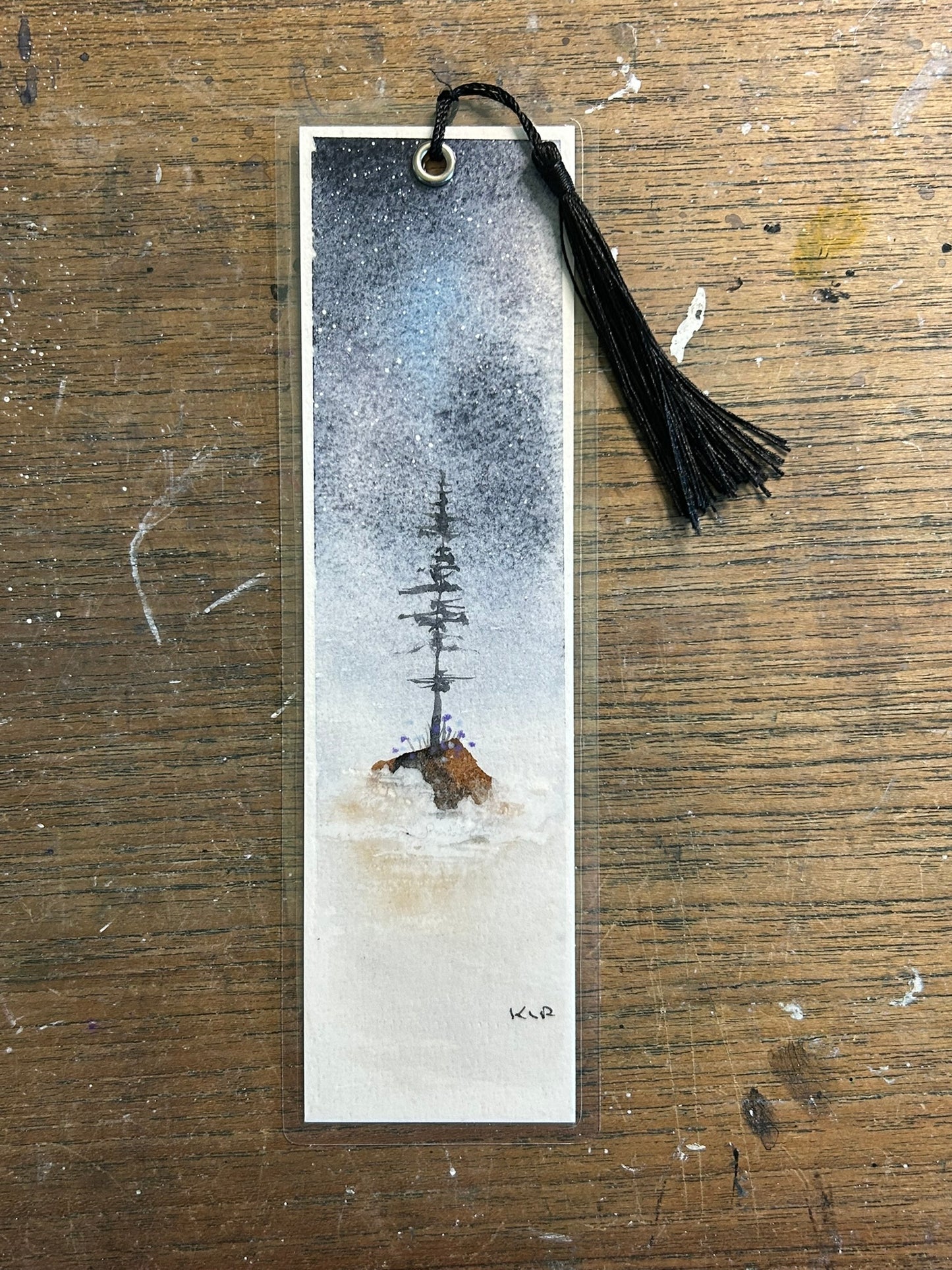 Lone Sentinel — Original Hand-Painted Watercolor Bookmark by K.L. Rockwell (2.5" x 8")