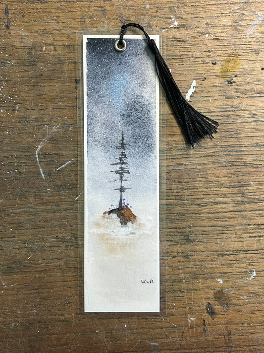 Lone Sentinel — Original Hand-Painted Watercolor Bookmark by K.L. Rockwell (2.5" x 8")
