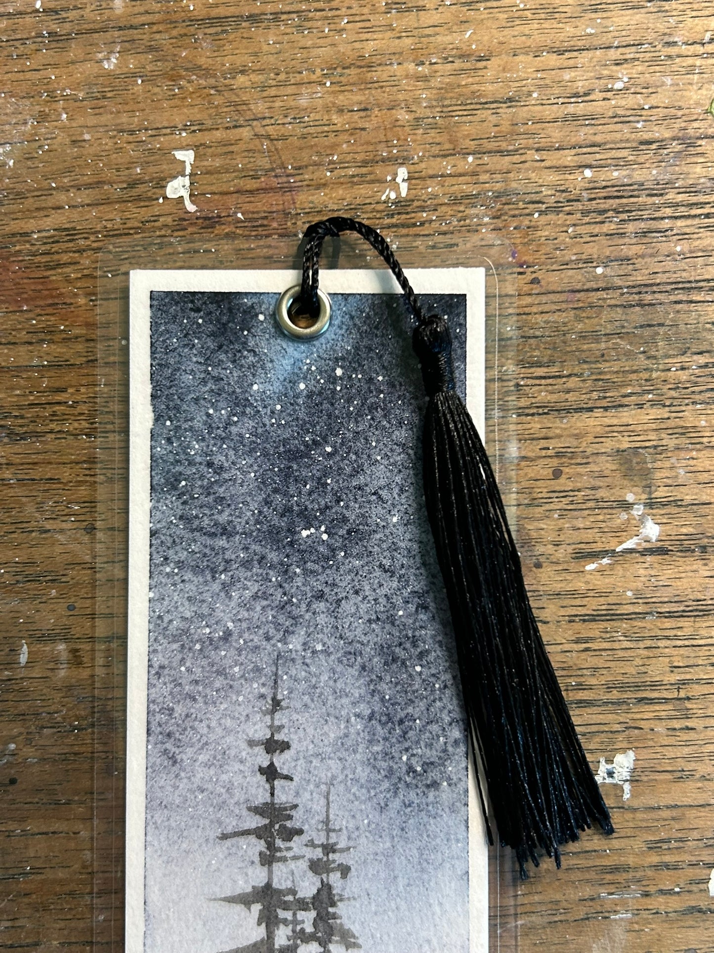 Twin Spruce — Original Hand-Painted Watercolor Bookmark by K.L. Rockwell (2.5" x 8")