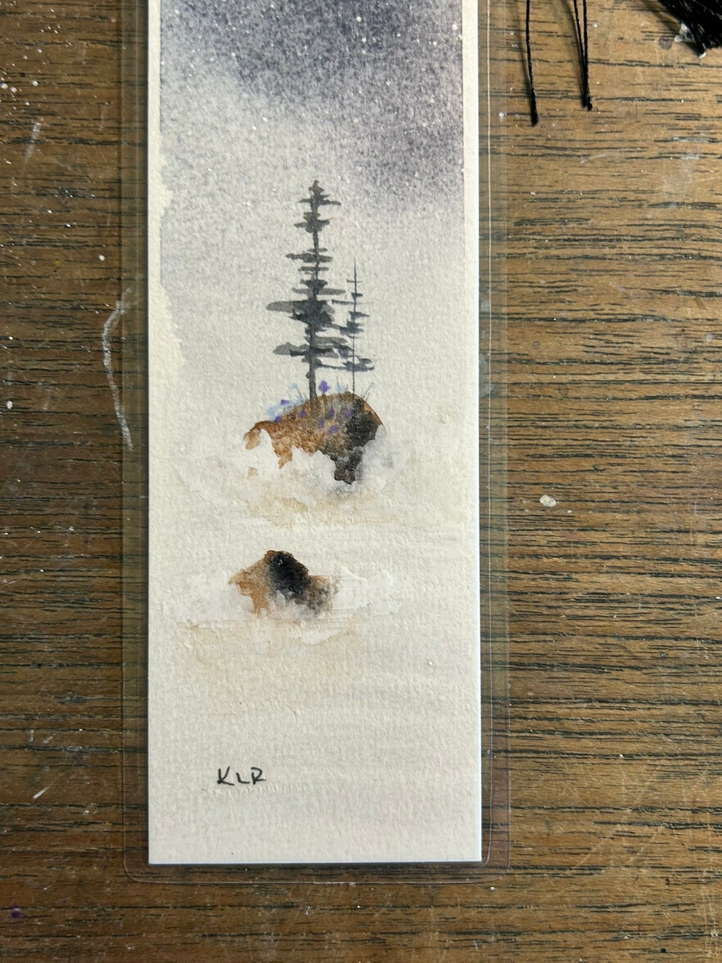 Sea of Mist — Original Hand-Painted Watercolor Bookmark by K.L. Rockwell (2.5" x 8")
