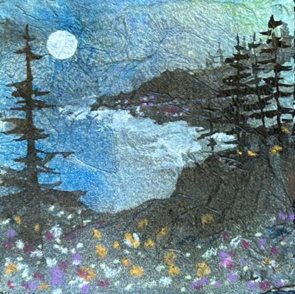 Moonfall Cove: Original Watercolor by K.L. Rockwell (3" x 3" Art Board)