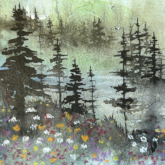 Coast Range Bloom: Original Watercolor by K.L. Rockwell (5" x 5" Art Board)