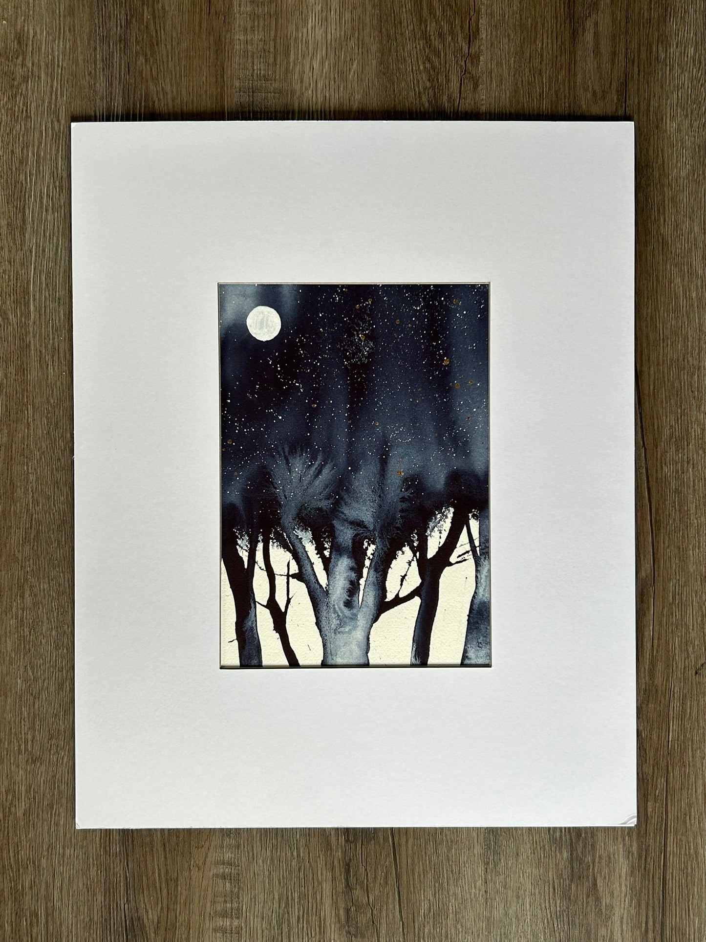 "Forest Full Moon" - Original Watercolor Painting