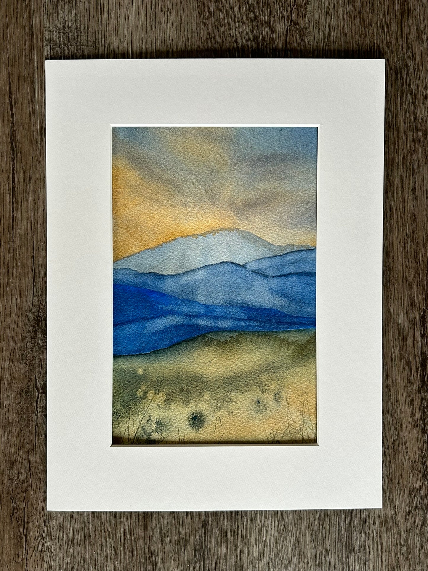 "The Oregon Coastal Range In Blues" - Original Watercolor Painting