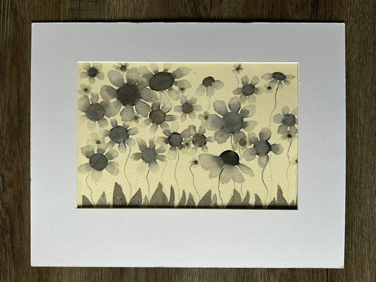 "B/W Ethereal Floral" - Original Watercolor Painting