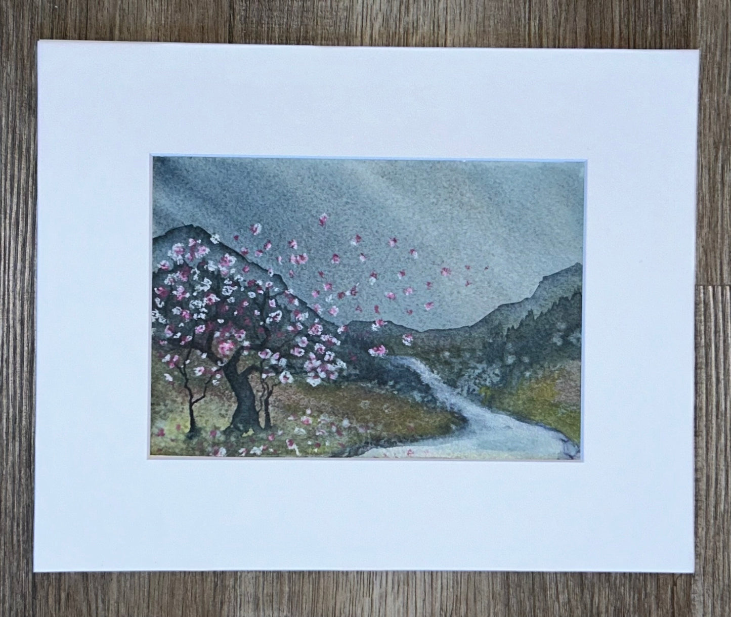 "Windswept Blossoms Under Dark Skies" - Original Watercolor Painting