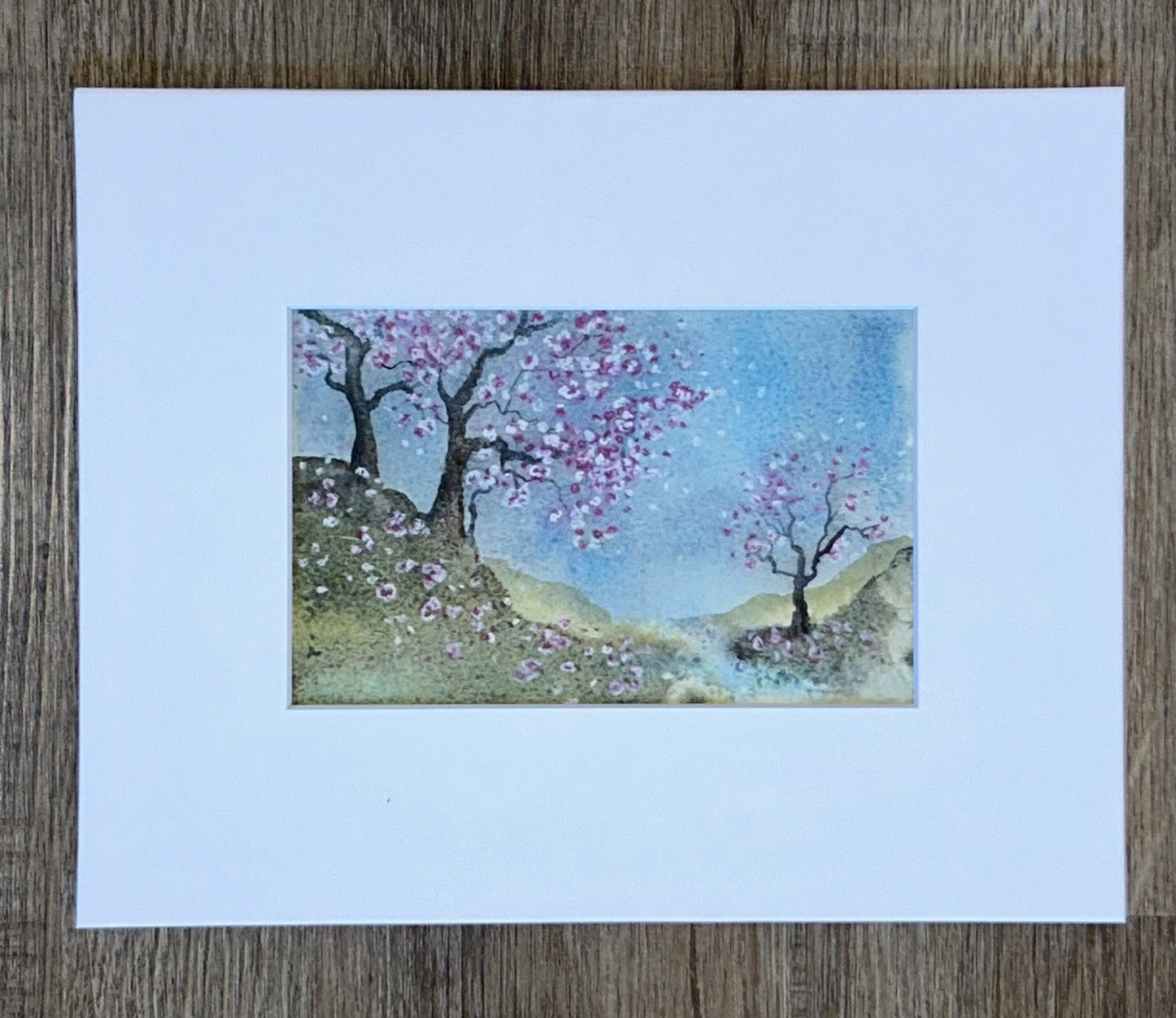 "Blossoming Trees In Glen" - Original Watercolor Painting