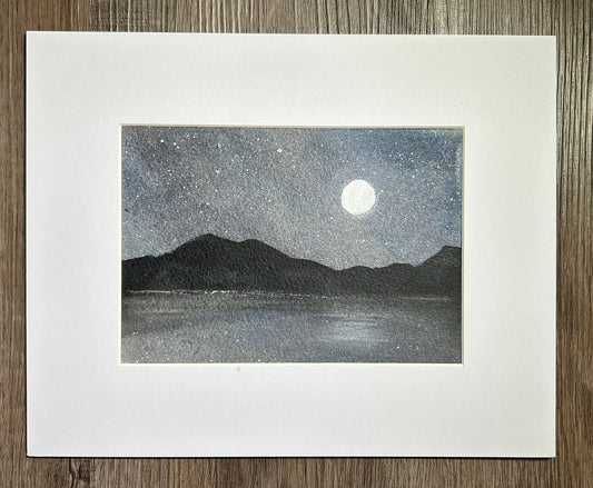 Cassiopeia And The Winter Moon - Original Watercolor Painting