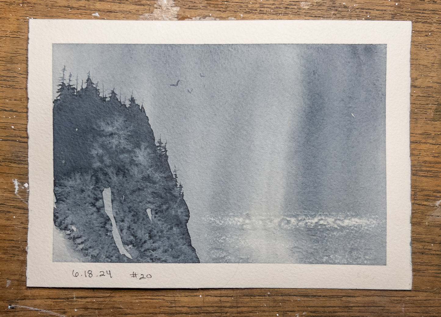 Cape Foulweather In Storm – Original Watercolor by K.L. Rockwell (Journal Collection, Matted 8" x 10")