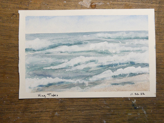 King Tides – Original Watercolor by K.L. Rockwell (Journal Collection, Matted 8" x 10")