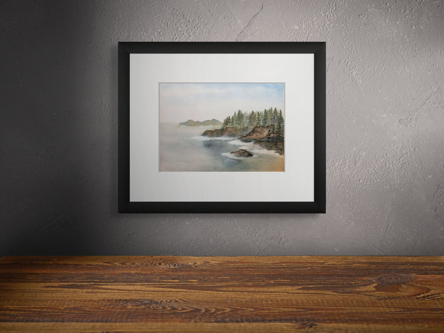 Lunar Tide at Boiler Bay - Original Watercolor by K.L. Rockwell (Matted 11" x 14")