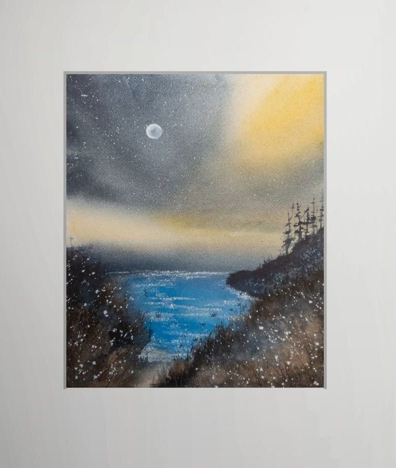 Moonlit Passage - Original Watercolor by K.L. Rockwell (Matted 11" x 14")