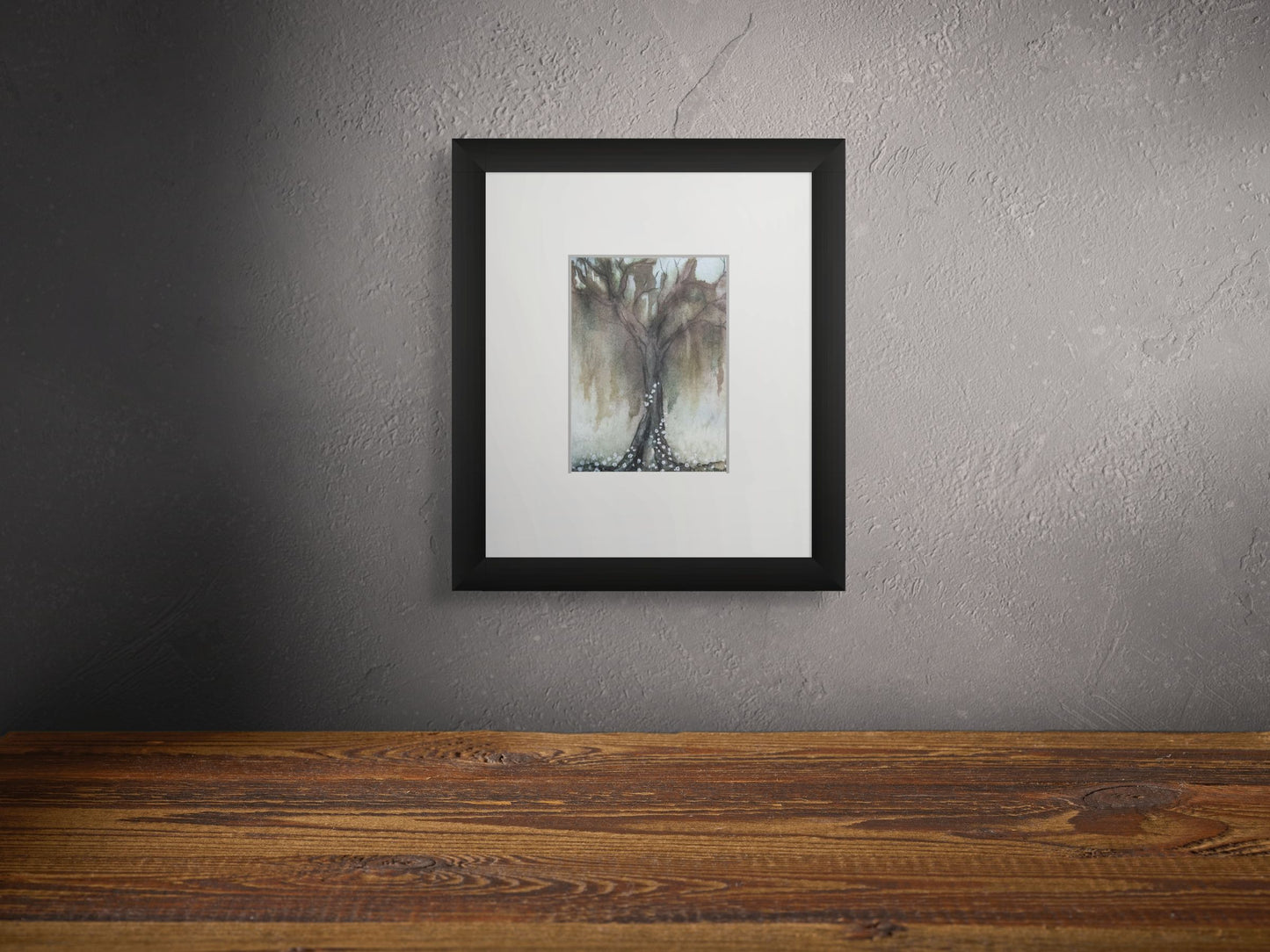 Mossy Tree - Original Watercolor by K.L. Rockwell (Matted 8" x 10")