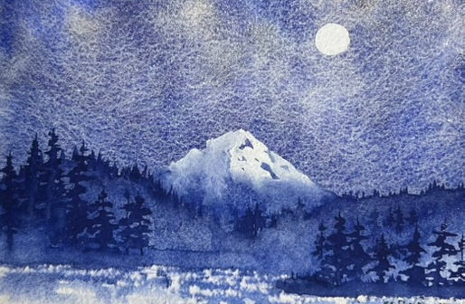 Mt. Hood In Blue - Original Watercolor by K. L. Rockwell