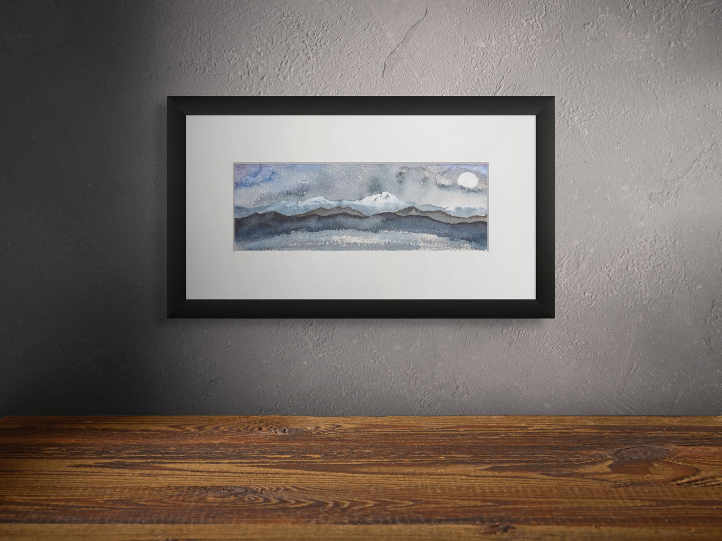 Pacific Moonscape - Original Watercolor by K.L. Rockwell (Matted 8" x 10")