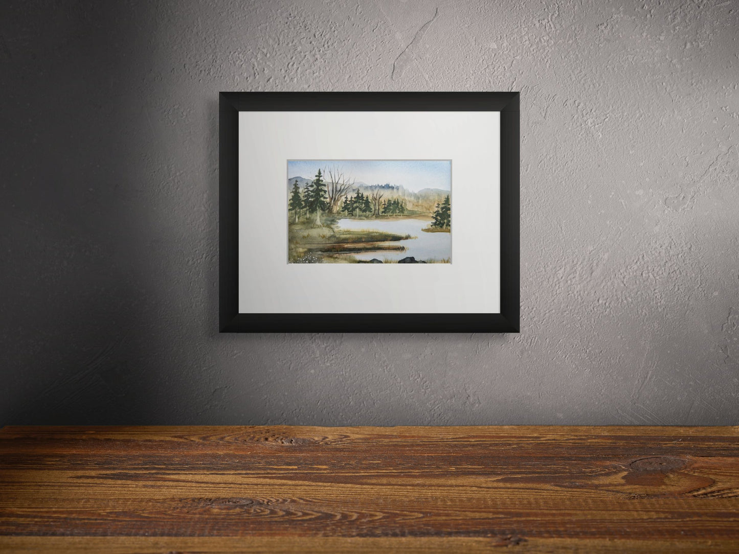 Salmon River Estuary Light - Original Watercolor by K.L. Rockwell (Matted 9" x 12")