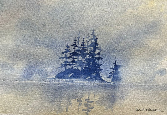 Silent Blue Islet – Original Watercolor by K.L. Rockwell