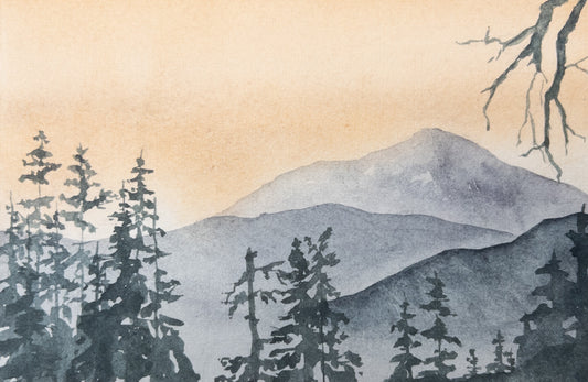 Soft Ember Ridge - Original Watercolor by K.L. Rockwell (Matted 8" x 10")