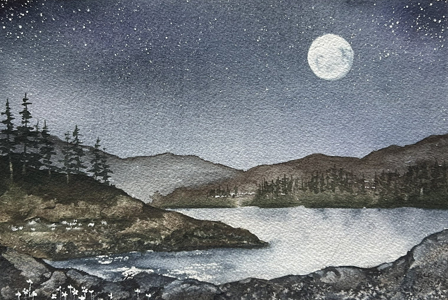 Spring Night in Oregon – Original Watercolor by K.L. Rockwell