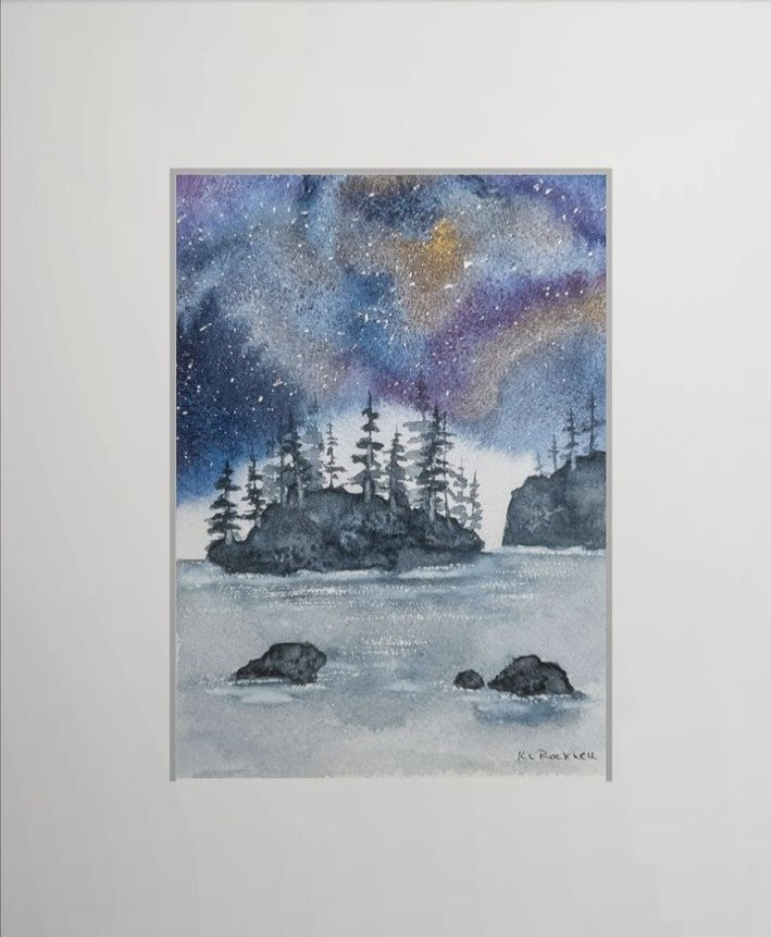 Starfall Inlet - Original Watercolor by K.L. Rockwell (Matted 8" x 10")